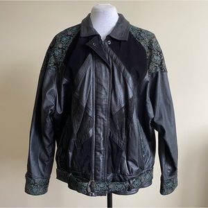 vintage 80s patchwork leather bomber jacket